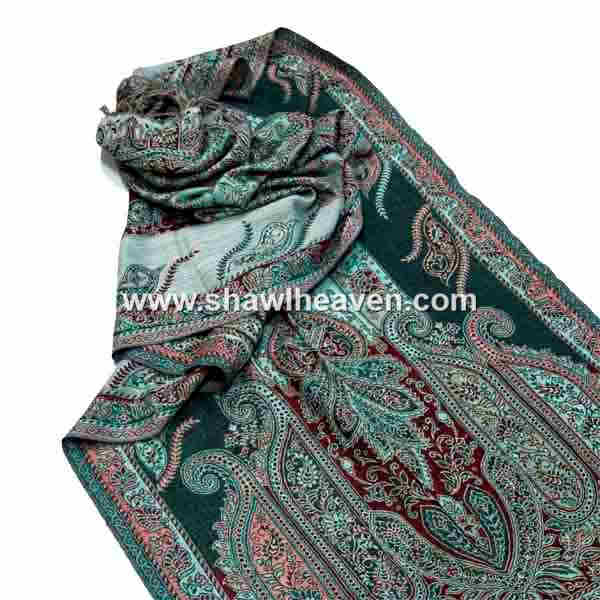 bright green kashmiri wool shawl